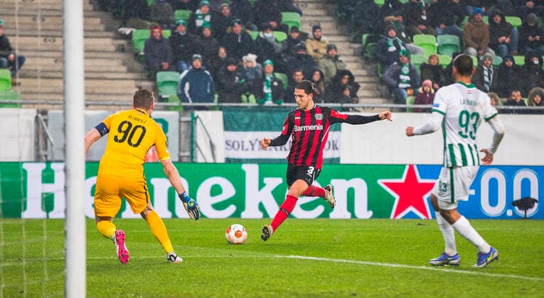 Panagiotis Retsos, Ferencvaros vs Bayern Leverkusen, Uefa Europa Leafue, 09 December, 09 12 2021 Ferencvaros vs Bayern Leverkusen, Uefa Europa Leafue, 09 December, 09 12 2021 Budapest Copyright: xEIBNER NikolaxKrsticx EP_EER