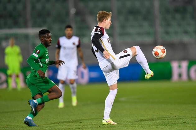during the UEFA Europa League Group F football match between PFC Ludogorets and FC Midtjylland on December 9, 2021 at the Ludogorets Arena in Razgrad Photo by Alex Nicodim Ritzau Scanpix, Razgrad  Copyright: RitzauxScanpix AlexxNicodimx spdk20211209-220800-L