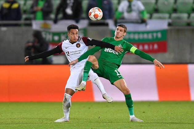 FCMs Paulinho during the UEFA Europa League Group F football match between PFC Ludogorets and FC Midtjylland on December 9, 2021 at the Ludogorets Arena in Razgrad Photo by Alex Nicodim Ritzau Scanpix, Razgrad  Copyright: RitzauxScanpix AlexxNicodimx spdk20211209-223935-L