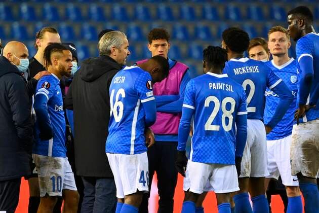 GENK, BELGIUM - DECEMBER 09 : Bernd Storck head coach of KRC Genk during the UEFA Europa League Group stage H match between KRC Genk and SK Rapid Wien on December 9, 2021 in Genk, Belgium, 9 12 2021 ( KRC Genk v Rapid Wien - UEFA Europa League PhotoNews Panoramic 