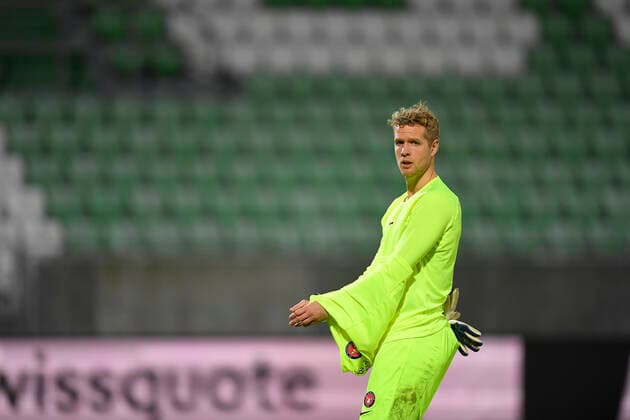 FCMs Jonas Lössl after the UEFA Europa League Group F football match between PFC Ludogorets and FC Midtjylland on December 9, 2021 at the Ludogorets Arena in Razgrad Photo by Alex Nicodim Ritzau Scanpix, Razgrad  Copyright: RitzauxScanpix AlexxNicodimx spdk20211209-231753-L