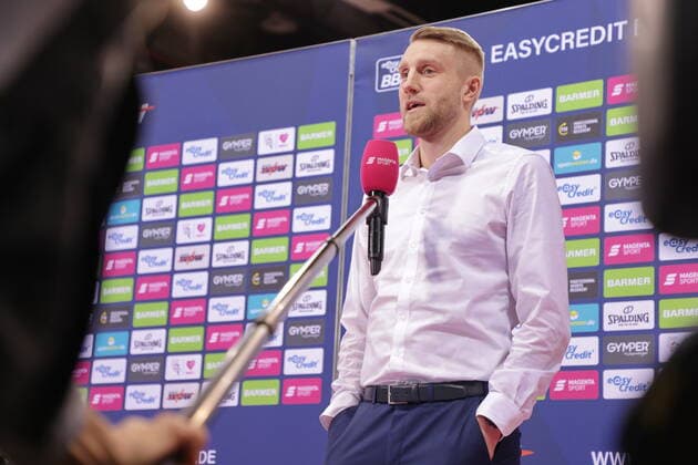 On TV interview with MagentaSport coach Tuomas Iisalo Telekom Baskets Bonn vs MLP Academics Heidelberg easyCredit BBL 1 Bundesliga , season 2021 2022 , main round 10 matchday