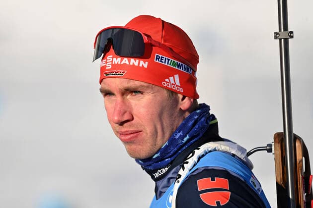 Johannes KUEHN GER ,winner,winnner,action,single picture,cropped single motif,portrait,portrait IBU Biathlon World Cup in Hochfilzen 10 km sprint men on 10 12 2021 in Hochfilzen Pillersee,season 2021 21