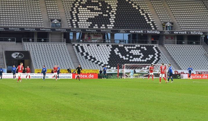 11 12 2021, xblx, Fussball 1 Bundesliga, SC Freiburg TSG Hoffenheim emspor, v l no spectators, fans DFL DFB REGULATES PROHIBIT ANY USE OF PHOTOGRAPHS as IMAGE SEQUENCES and or QUASI VIDEO Freiburg