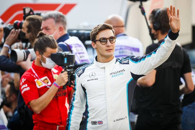 RUSSELL George (gbr), Williams Racing F1 FW43B, portrait during the Formula 1 Etihad Airways Abu Dhabi Grand Prix 2021, 22th round of the 2021 FIA Formula One World Championship, WM, Weltmeisterschaft from December 10 to 12, 2021 on the Yas Marina Circuit, in Yas Island, Abu Dhabi - F1 - ABU DHABI GRAND PRIX 2021 - RACE DPPI Panoramic  00121046__V2_2256