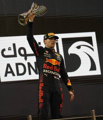FORMULA 1 ETIHAD AIRWAYS ABU DHABI GRAND PRIX 2021 12 12 2021, Yas Marina Circuit, Abu Dhabi, FORMULA 1 ETIHAD AIRWAYS ABU DHABI GRAND PRIX 2021 , in picture podium World Champion Max Verstappen NEL , Red Bull Racing Honda nordphotoxGmbHx xBratic nph00250