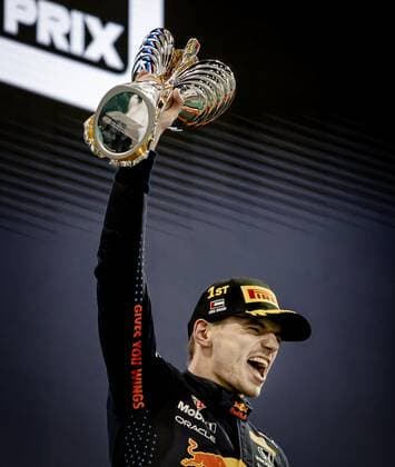 ABU DHABI Red Bull Racing s Max Verstappen on the podium after winning the Formula 1 World Championship after the Abu Dhabi Grand Prix at Yas Marina Circuit on December 12, 2021 in Abu Dhabi, United Arab Emirates REMKO DE WAAL F1 Grand Prix 2021 xVIxANPxSportx xxANPxIVx 441982723