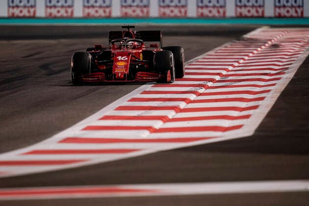 December 12, 2021, Abu Dhabi, United Arab Emirates: CHARLES LECLERC of Monaco and Scuderia Ferrari drives during the 2021 FIA Formula 1 Abu Dhabi Grand Prix at Yas Marina Circuit in Abu Dhabi, United Arab Emirates. Abu Dhabi United Arab Emirates - ZUMAg147 20211212_zap_g147_070 Copyright: xJamesxGasperottix