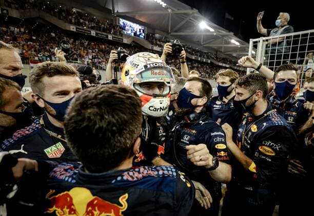 ABU DHABI Max Verstappen of Red Bull Racing after winning the Formula 1 World Championship after the Abu Dhabi Grand Prix at Yas Marina Circuit on December 12, 2021 in Abu Dhabi, United Arab Emirates REMKO DE WAAL F1 Grand Prix 2021 xVIxANPxSportx xxANPxIVx 441984797