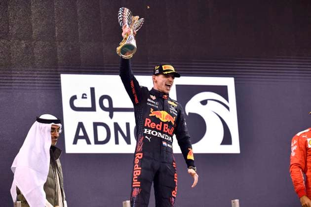 VERSTAPPEN Max F1 Team Red Bull Racing winner of Abu Dhabi 2021 and new F 1 World Champion at the presentation ceremony F1 FIA Grand Prix of Abu Dhabi 2021 at Yas Marina Circuit on 12 12 2021 in UAE.