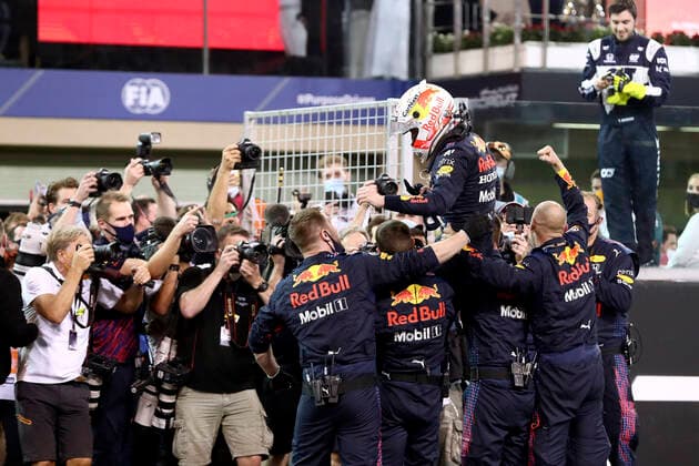 VERSTAPPEN Max F1 Team Red Bull Racing Abu Dhabi 2021 winner and new F 1 world champion F1 FIA Abu Dhabi 2021 Grand Prix on 12 12 2021 in the UAE at Yas Marina Circuit