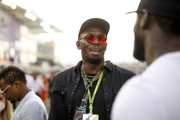 Usain Bolt during the Formula 1 Etihad Airways Abu Dhabi Grand Prix 2021, 22th round of the 2021 FIA Formula One World Championship, WM, Weltmeisterschaft from December 10 to 12, 2021 on the Yas Marina Circuit, in Yas Island, Abu Dhabi - F1 - ABU DHABI GRAND PRIX 2021 - RACE DPPI Panoramic  F12021GP22ARE_JK255159