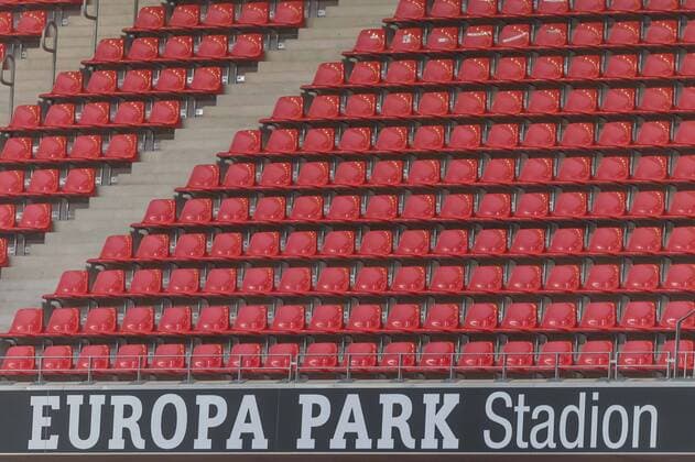 11 12 2021, Freiburg, Germany, Europa Park Stadium, SC Freiburg vs TSG 1899 Hoffenheim 1 Bundesliga, empty seats Photo H Langer DFB DFL REGULATES PROHIBIT ANY USE OF PHOTOGRAPHS AS IMAGE SEQUENCES AND OR QUASI VIDEO Freiburg Europa Park Stadium Baden Wuerttemberg Germany  langer20211211_028 Langer-541