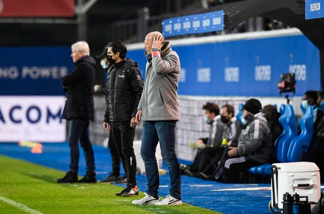 Club Brugge s head coach Philippe Clement pictured during a soccer match between Oud-Heverlee Leuven and Club Brugge KV, Wednesday 15 December 2021 in Heverlee, on day 19 of the 2021-2022 Jupiler Pro League first division of the Belgian championship. TOMxGOYVAERTS x3157364x