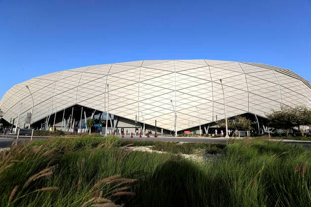FIFA Fußball WM 2022, Education City Stadium Education Stadion FIFA Arab Cup 2021 in Qatar Spiel Oman - Katar 1 : 2 im Education Stadion am 03.12.2021 in Ar Rayyan in Katar *** Education Stadium FIFA Arab Cup 2021 in Qatar Match Oman Qatar 1 2 at Education Stadium on 03 12 2021 at Ar Rayyan in Qatar