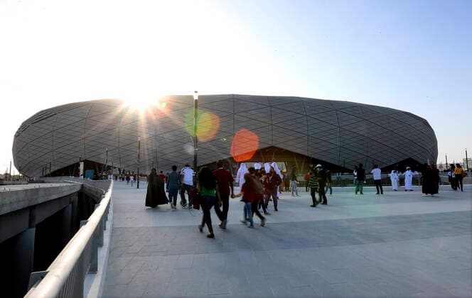 FIFA Fußball WM 2022, Education City Stadium FANS Katar Education Stadion FIFA Arab Cup 2021 in Qatar Spiel Oman - Katar 1 : 2 im Education Stadion am 03.12.2021 in Ar Rayyan in Katar *** FANS Qatar Education Stadium FIFA Arab Cup 2021 in Qatar match Oman Qatar 1 2 at Education Stadium on 03 12 2021 at Ar Rayyan in Qatar