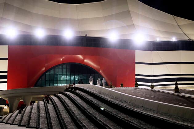 AL BAYT Stadion FIFA Arab Cup 2021 in Qatar Eroeffnungsstadion AL Bayt Spiel Katar - Iraq 3 : 0 am 06.12.2021 in Al Chaur in Katar *** AL BAYT Stadium FIFA Arab Cup 2021 in Qatar Opening Stadium AL Bayt Match Qatar Iraq 3 0 on 06 12 2021 in Al Chaur in Qatar