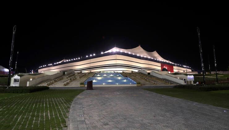 AL BAYT Stadion FIFA Arab Cup 2021 in Qatar Eroeffnungsstadion AL Bayt Spiel Katar - Iraq 3 : 0 am 06.12.2021 in Al Chaur in Katar *** AL BAYT Stadium FIFA Arab Cup 2021 in Qatar Opening Stadium AL Bayt Match Qatar Iraq 3 0 on 06 12 2021 in Al Chaur in Qatar