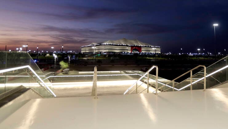 AL BAYT Stadion FIFA Arab Cup 2021 in Qatar Eroeffnungsstadion AL Bayt Spiel Katar - Iraq 3 : 0 am 06.12.2021 in Al Chaur in Katar *** AL BAYT Stadium FIFA Arab Cup 2021 in Qatar Opening Stadium AL Bayt Match Qatar Iraq 3 0 on 06 12 2021 in Al Chaur in Qatar