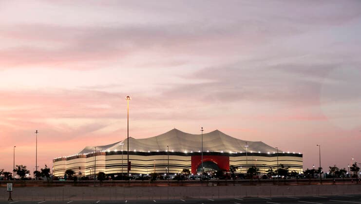 AL BAYT Stadion FIFA Arab Cup 2021 in Qatar Eroeffnungsstadion AL Bayt Spiel Katar - Iraq 3 : 0 am 06.12.2021 in Al Chaur in Katar *** AL BAYT Stadium FIFA Arab Cup 2021 in Qatar Opening Stadium AL Bayt Match Qatar Iraq 3 0 on 06 12 2021 in Al Chaur in Qatar
