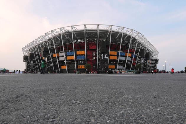 FIFA Fußball WM 2022, Stadium 974 Ras Abu Aboud Stadion Weltmeisterschaft Stadion 2022 FIFA Arab Cup 2021 in Katar Stadion Ras Abu Aboud am 15.12.2021 in Doha *** Ras Abu Aboud Stadium World Cup Stadium 2022 FIFA Arab Cup 2021 in Qatar Ras Abu Aboud Stadium on 15 12 2021 in Doha