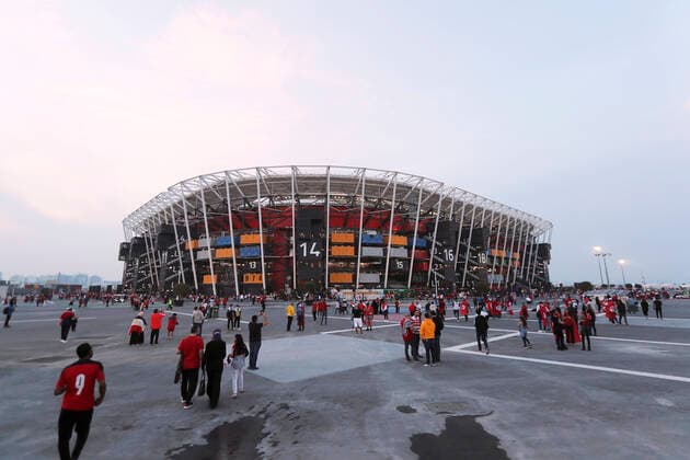 FIFA Fußball WM 2022, Stadium 974 Ras Abu Aboud Stadion Weltmeisterschaft Stadion 2022 FIFA Arab Cup 2021 in Katar Stadion Ras Abu Aboud am 15.12.2021 in Doha *** Ras Abu Aboud Stadium World Cup Stadium 2022 FIFA Arab Cup 2021 in Qatar Ras Abu Aboud Stadium on 15 12 2021 in Doha