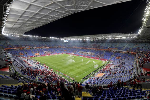 FIFA Fußball WM 2022, Stadium 974 Ras Abu Aboud Stadion Weltmeisterschaft Stadion 2022 FIFA Arab Cup 2021 in Katar Stadion Ras Abu Aboud am 15.12.2021 in Doha *** Ras Abu Aboud Stadium World Cup Stadium 2022 FIFA Arab Cup 2021 in Qatar Ras Abu Aboud Stadium on 15 12 2021 in Doha