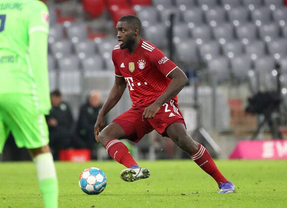 Bayern vs VfL, 1 BL Munich, 17 12 2021, FOOTBALL FC Bayern Munich vs VfL Wolfsburg, 1 BL, season 2021 22 picture shows Dayot Upamecano FC Bayern Munich Munich