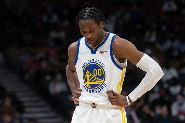 December 18, 2021, Toronto, ON, Canada: Golden State Warriors Jonathan Kuminga reacts during second half NBA, Basketball Herren, USA basketball action against the Toronto Raptors in Toronto on Saturday, December 18, 2021. Canada News - December 18, 2021  - ZUMAc35_ 20211218_zaf_c35_101 Copyright: xChrisxYoungx
