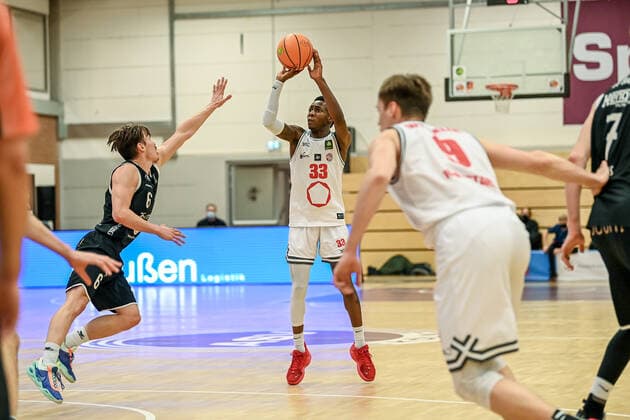 Barmer 2 Basketball Bundesliga ProB, Rheinstars Koeln vs WWU Baskets Muenster, 18 12 2021 John Joseph Saigge RheinStars Koeln 33 , Barmer 2 Basketball Bundesliga ProB, Rheinstars Koeln vs WWU Baskets Muenster on 18 12 2021 at ASV Koeln in Koeln Nordrhein Westfalen Copyright: xBEAUTIFULxSPORTS Mueller-Laschetx