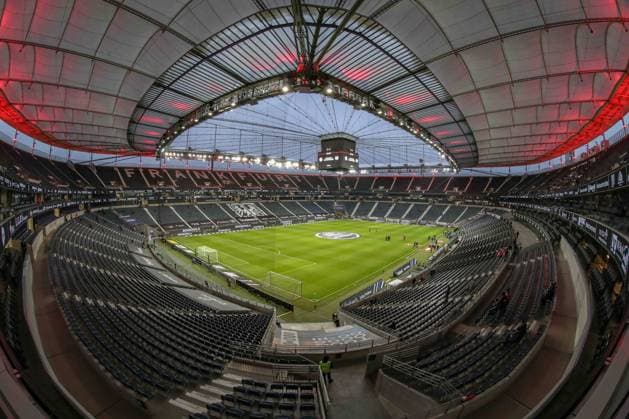 Football 1 Bundesliga 15 Matchday Eintracht Frankfurt Bayer 04 Leverkusen on 12 12 2021 at Deutsche Bank Park in Frankfurt feature, symbol, symbolic photo, characteristic, detail Threatening the Bundesliga again ghost games stadium panorama Deutsche Bank Park UR