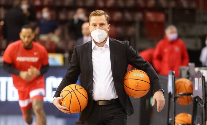 Ludwigsburg , Basketball Champions League MHP Riesen Ludwigsburg vs BC Prometey , Lars Masell Co Trainer Riesen
