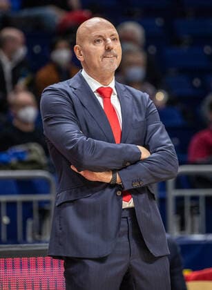 Basketball EuroLeague, ALBA Berlin AS Monaco, Matchday 17, Mercedes Benz Arena Head coach Sasa Obradovic of AS Monaco follows the match ALBA Berlin AS Monaco