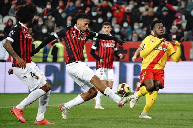 Jean Clair Todibo (OGC Nice) - Arnaud Kalimuendo (RC Lens) FOOTBALL : OGC Nice vs RC lens - Ligue 1 Uber Eats - Nice -22 12 2021 NorbertScanella Panoramic 