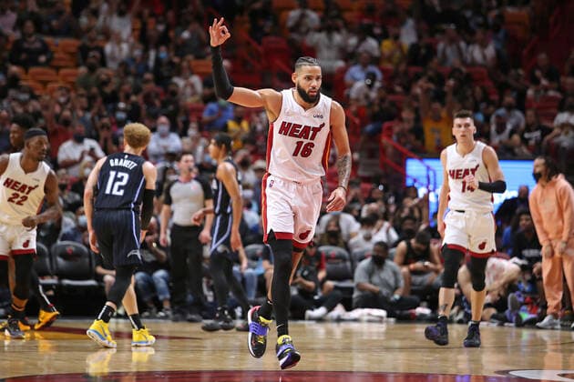 December 26, 2021, Miami, Florida, USA: Miami Heat forward Caleb Martin gestures after a three-point basket against the Orlando Magic during the first half at FTX Arena on Sunday, Dec. 26, 2021 in Miami. Miami USA - ZUMAm67_ 0146208372st Copyright: xJohnxMccallx