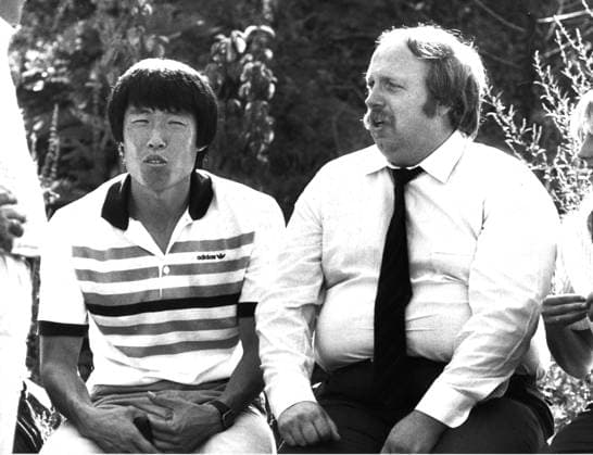 Football Bundesliga Season 1983 84 Manager Reiner Calmund and Bum Kun CHA both Bayer 04 Leverkusen Aufn 15 08 1983 estimated Only for journalistic use Only for editorial use HM