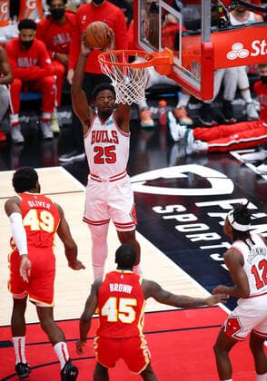 CHICAGO, IL - DECEMBER 29: Chicago Bulls Forward Tyler Cook (25) in action during a NBA, Basketball Herren, USA game between the Atlanta Hawks and the Chicago Bulls on December 29, 2021 at the United Center in Chicago, IL. (Photo by Melissa Tamez Icon Sportswire) NBA: DEC 29 Hawks at Bulls Icon2112290707
