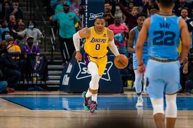 Lakers point guard Russell Westbrook (0) during the game between Grizzlieas and Lakers, at FedEx Forum in Memphis, Tennessee, US, 29 December 2021. Lakers at Memphis Grizzlies Basketball !ACHTUNG: NUR REDAKTIONELLE NUTZUNG!  Copyright: xMATTHEWxA.xSMITHx AME6697 20211230-3f6adeb09b80d47f6c5b0ac76607fdb9760df25d