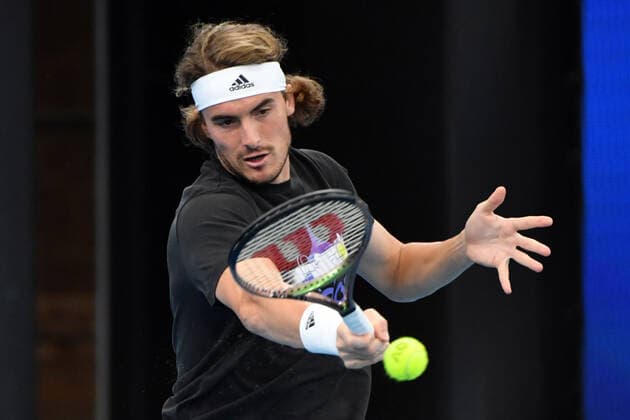 ATP, Tennis Herren CUP PRACTICE SESSION, Greece?s Stefanos Tsitsipas during an ATP Cup practice session at Ken Rosewall Arena, Sydney Olympic Park in Sydney, Thursday, December 30, 2021. ( NO ARCHIVING, EDITORIAL USE ONLY, NO USE IN BOOKS WITHOUT CONSENT SYDNEY NSW AUSTRALIA  Copyright: xMICKxTSIKASx 20211230001609777942