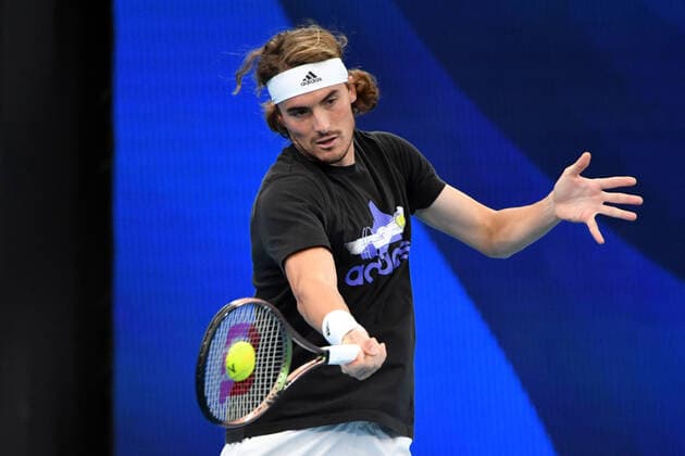 ATP, Tennis Herren CUP PRACTICE SESSION, Greece?s Stefanos Tsitsipas during an ATP Cup practice session at Ken Rosewall Arena, Sydney Olympic Park in Sydney, Thursday, December 30, 2021. ( NO ARCHIVING, EDITORIAL USE ONLY, NO USE IN BOOKS WITHOUT CONSENT SYDNEY NSW AUSTRALIA  Copyright: xMICKxTSIKASx 20211230001609777958