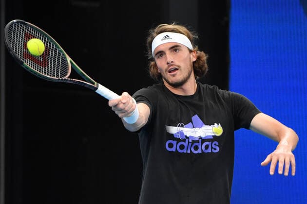 ATP, Tennis Herren CUP PRACTICE SESSION, Greece?s Stefanos Tsitsipas during an ATP Cup practice session at Ken Rosewall Arena, Sydney Olympic Park in Sydney, Thursday, December 30, 2021. ( NO ARCHIVING, EDITORIAL USE ONLY, NO USE IN BOOKS WITHOUT CONSENT SYDNEY NSW AUSTRALIA  Copyright: xMICKxTSIKASx 20211230001609778006