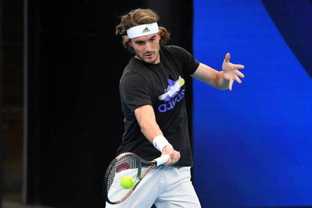 ATP, Tennis Herren CUP PRACTICE SESSION, Greece?s Stefanos Tsitsipas during an ATP Cup practice session at Ken Rosewall Arena, Sydney Olympic Park in Sydney, Thursday, December 30, 2021. ( NO ARCHIVING, EDITORIAL USE ONLY, NO USE IN BOOKS WITHOUT CONSENT SYDNEY NSW AUSTRALIA  Copyright: xMICKxTSIKASx 20211230001609778120