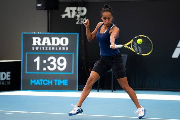 Mandatory Credit: Photo by Rob Prange Shutterstock (12674441ac) Leylah Fernandez of Canada during practice ahead of the 2022 Adelaide International WTA, Tennis Damen 500 tennis tournament 2022 Adelaide International Pre-Tournament - 31 Dec 2021 2022 Adelaide International Pre-Tournament - 31 Dec 2021  Copyright: xRobxPrange Shutterstockx 12674441ac