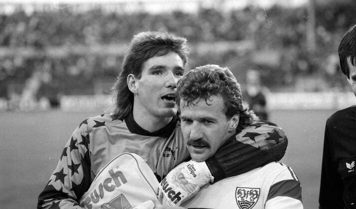 04 11 89 VfB Stuttgart Borussia Mönchengladbach Germany, Stuttgart, 04 11 1989, Football, Bundesliga, VfB Stuttgart Borussia Mönchengladbach 4 0 v l Uwe Kamps Borussia Mönchengladbach , Fritz Walter VfB Stuttgart