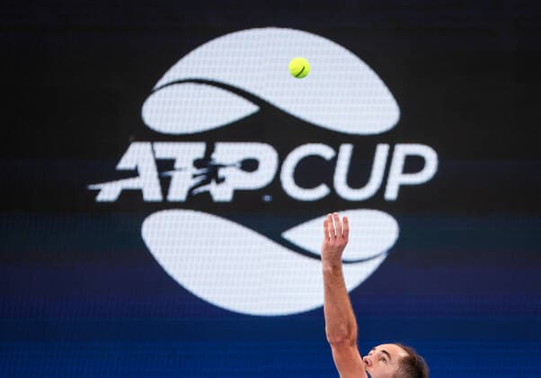 TENNIS ATP, Tennis Herren CUP, Viktor Durasovic of Team Norway serves during his match against Filip Krajinovic of Team Serbia during Day 1 of the ATP Cup tournament at Ken Rosewall Arena in Sydney, Saturday, January 1, 2022. ( NO ARCHIVING, EDITORIAL USE ONLY, NO USE IN BOOKS WITHOUT CONSENT SYDNEY NSW AUSTRALIA  Copyright: xDAVIDxGRAYx 20220101001610117445