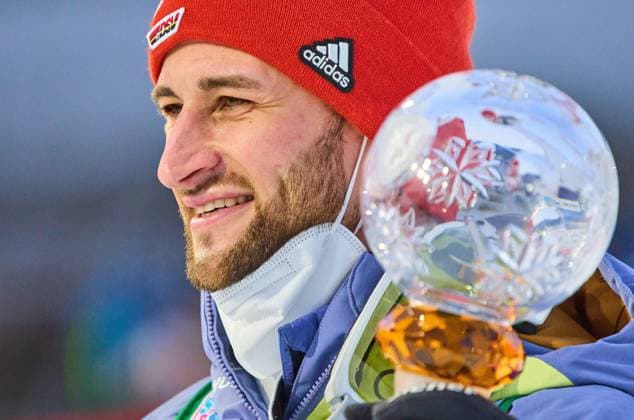 Bilder des Jahres 2022, Sport 01 Januar Sport Themen der Woche KW52 Sport Bilder des Tages Markus Eisenbichler, GER celebrate his 2.place at the 70. Four Hills Tournament Ski jumping, Skispringen, Ski, nordisch on Olympiaschanze Garmisch-Partenkirchen, Bavaria, Germany, Jan 1, 2021. It™s the celebration of the 100. Neujahrsspringen.