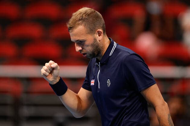 Daniel Evans of Team Great Britain fist pumps against Jan-Lennard Struff of Team Germany during the ATP, Tennis Herren Cup at Qudos Bank Arena, Sydney Olympic Park Tennis Centre, Sydney, Australia on 2 January 2022. Copyright: xPeterxDovganx 30460077