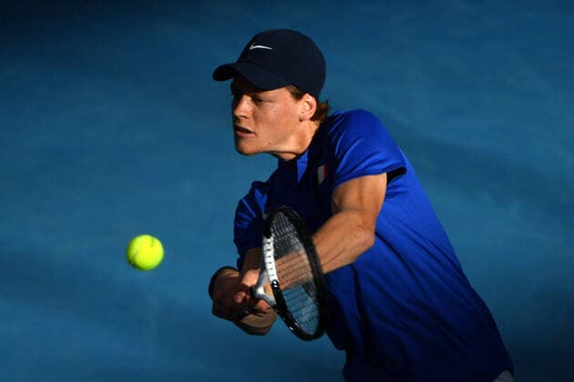 TENNIS ATP, Tennis Herren CUP, Italy?s Jannik Sinner in action against Australia?s Max Purcell in their singles match on day 2 of the ATP Cup tennis tournament at Ken Rosewall Arena in Sydney, Sunday, January 2, 2022. ( NO ARCHIVING, EDITORIAL USE ONLY, NO USE IN BOOKS WITHOUT CONSENT SYDNEY NSW AUSTRALIA  Copyright: xMICKxTSIKASx 20220102001610302158