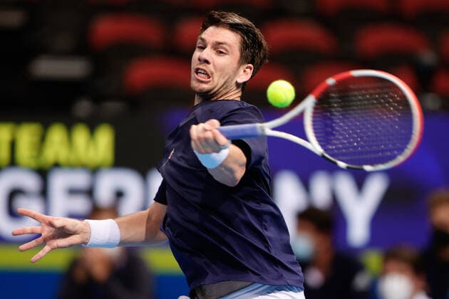 Cameron Norrie of Team Great Britain plays a shot against Alexander Zverev of Team Germany during the ATP, Tennis Herren Cup at Qudos Bank Arena, Sydney Olympic Park Tennis Centre, Sydney, Australia on 2 January 2022. Copyright: xPeterxDovganx 30460133