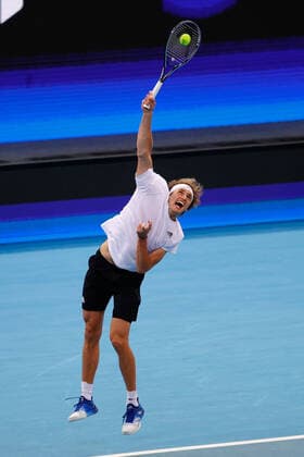 Alexander Zverev of Team Germany serves against Cameron Norrie of Team Great Britain during the ATP, Tennis Herren Cup at Qudos Bank Arena, Sydney Olympic Park Tennis Centre, Sydney, Australia on 2 January 2022. Copyright: xPeterxDovganx 30460136